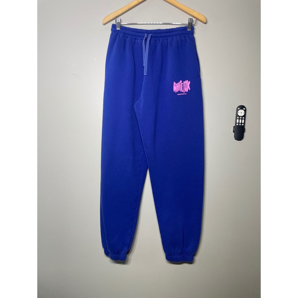 White Fox Sweatpants Womens M Blue Excellent Archive 6.0 Pink Logo Joggers